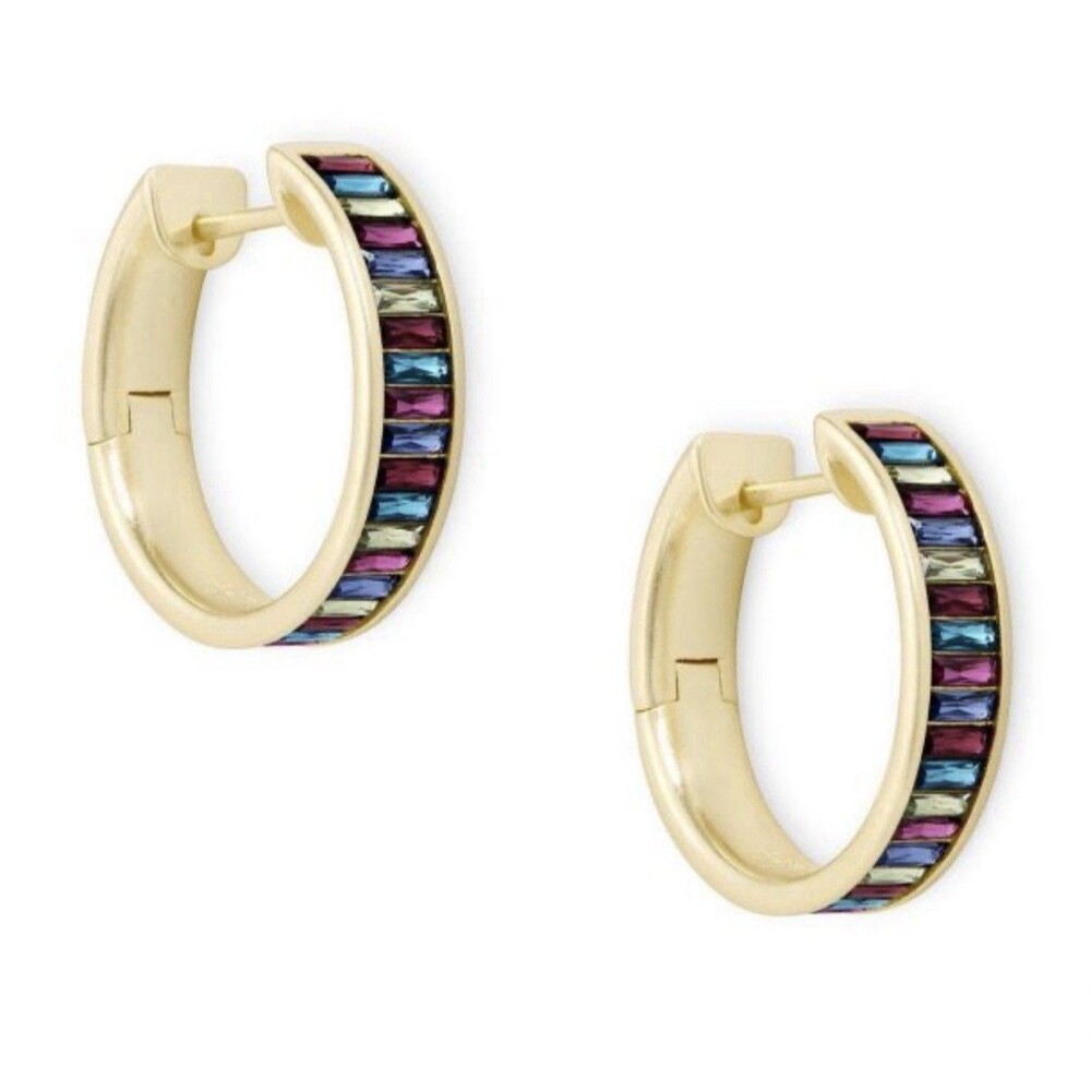 Kendra Scott Jack Hoop Earrings in Rainbow Crystal Gold Plated
